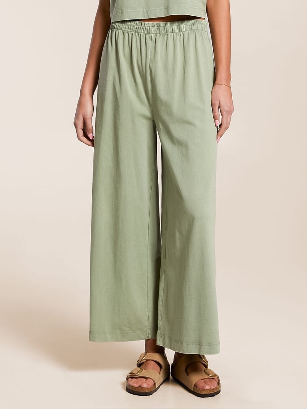 Z Supply Scout Jersey Flare Pants Sage Green Wide Leg XS
